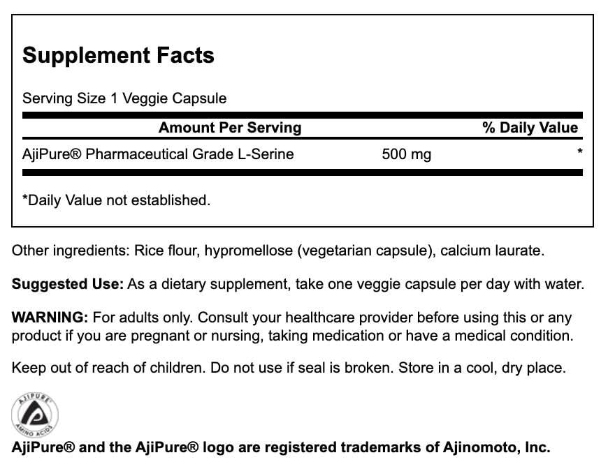 Foto 3 pulgar | Suplemento Swanson Ajipure L-serine 500 Mg 60 Cápsulas Vegetarianas - Venta Internacional.