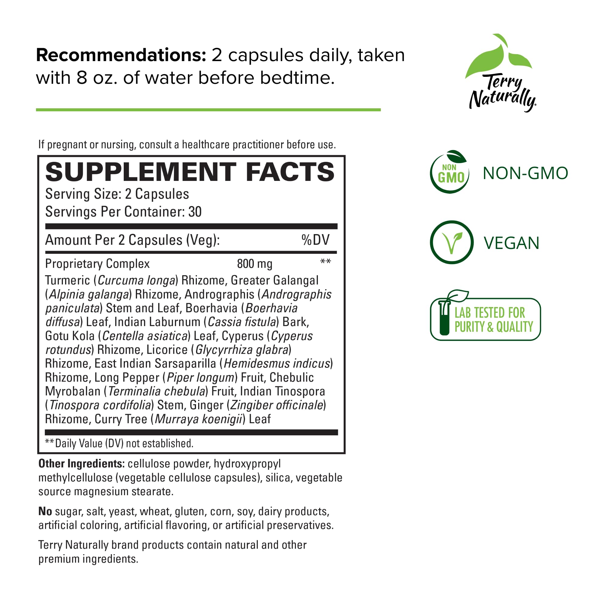 Foto 3 pulgar | Suplemento Terry Naturally Ayurvedic Digestive 60 Cápsulas - Venta Internacional.