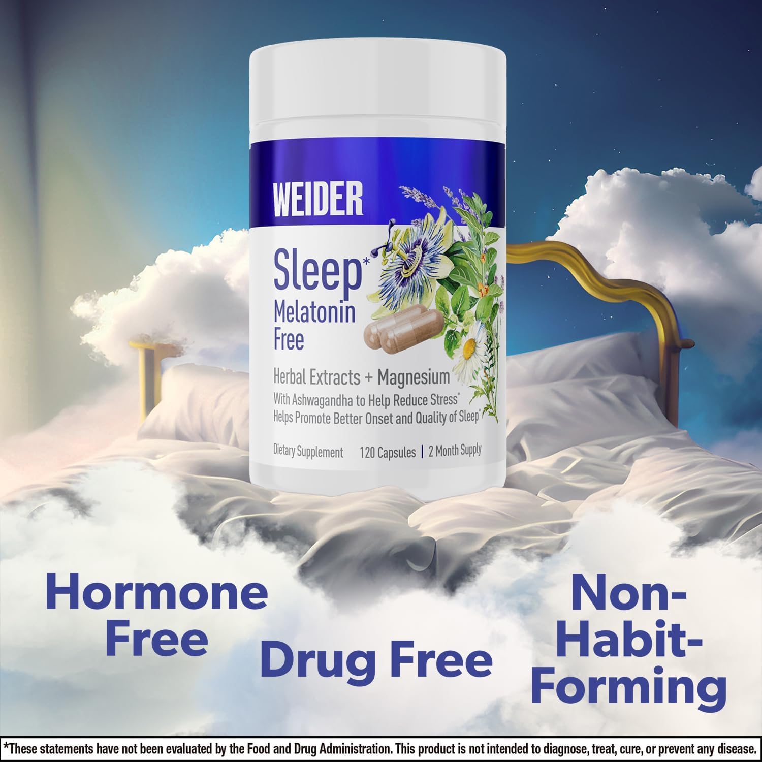 Foto 4 | Suplemento Para Dormir Weider Sin Melatonina, 120 Unidades - Venta Internacional.