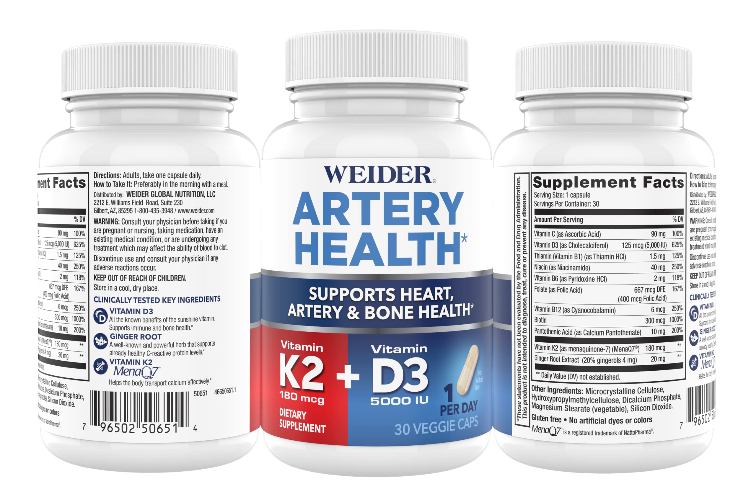 Foto 3 | Suplemento Weider Artery Health Heart Support 30 Cápsulas - Venta Internacional.