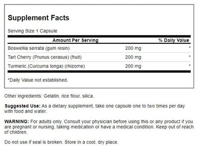 Foto 2 | Suplemento Swanson, Cúrcuma, Boswellia Y Cereza Ácida De Espectro Completo, 60 Cápsulas - Venta Internacional.