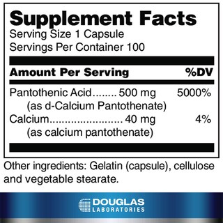 Foto 2 | Suplemento De Ácido Pantoténico De Douglas Laboratories 500 Mg 100 Cápsulas - Venta Internacional.
