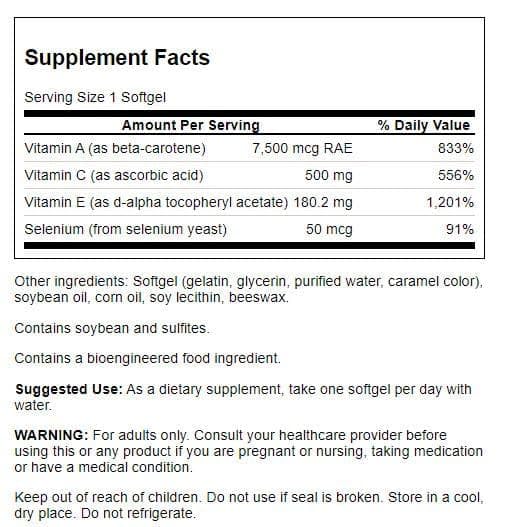 Foto 3 pulgar | Suplemento Swanson Ultra Vitaminas A, C, E Y Selenio, 60 Cápsulas Blandas - Venta Internacional.