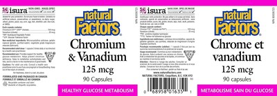Foto 3 | Suplemento Natural Factors De Cromo Y Vanadio 125 Mcg 90 Cápsulas - Venta Internacional.