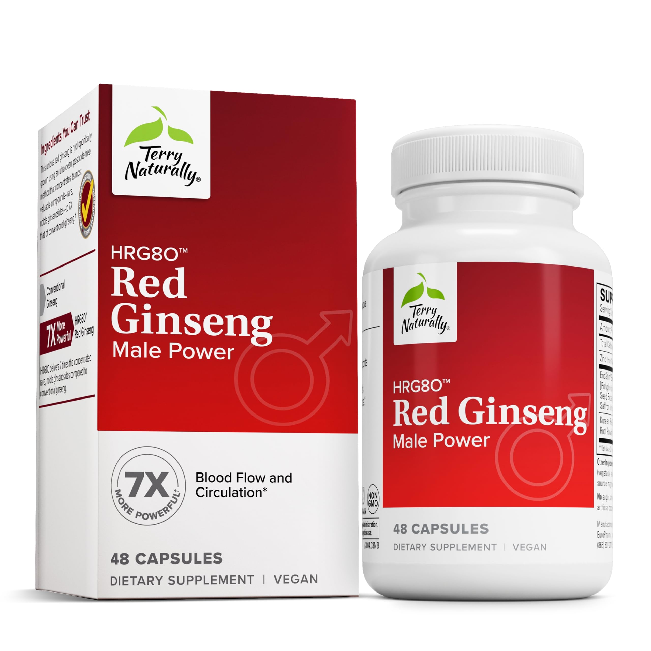 Foto 2 pulgar | Suplemento Terry Naturally Hrg80 Red Ginseng Male Power 48 Cápsulas - Venta Internacional.