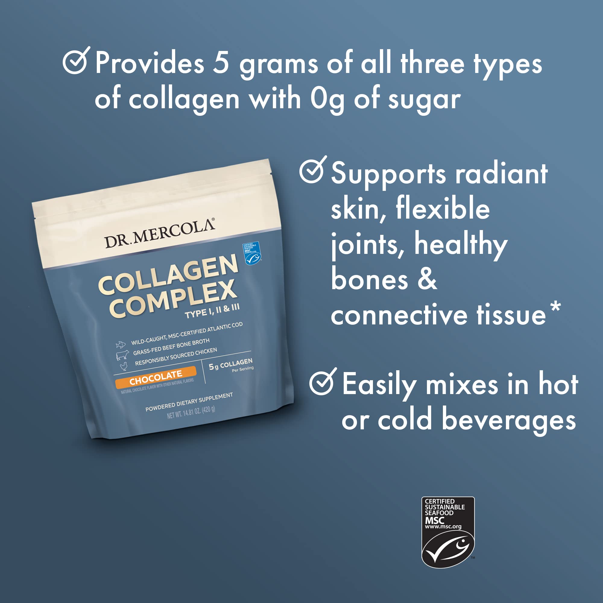 Foto 5 pulgar | Suplemento Dr. Mercola Collagen Complex Powder Chocolate 30s - Venta Internacional.