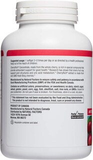 Foto 3 | Suplemento Natural Factors Cherryrich Super Strength 90 Cápsulas Blandas - Venta Internacional.