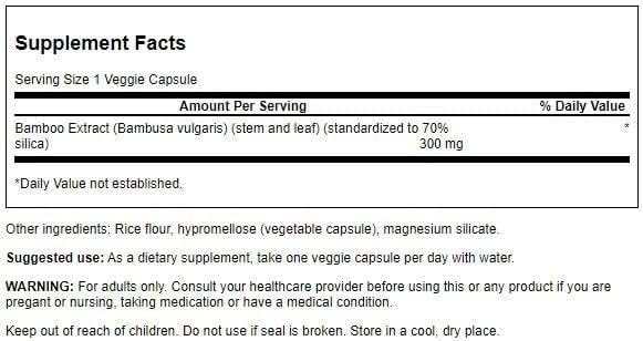 Foto 3 pulgar | Suplemento De Extracto De Bambú Swanson De 300 Mg Con 70% De Sílice, 60 Cápsulas - Venta Internacional.
