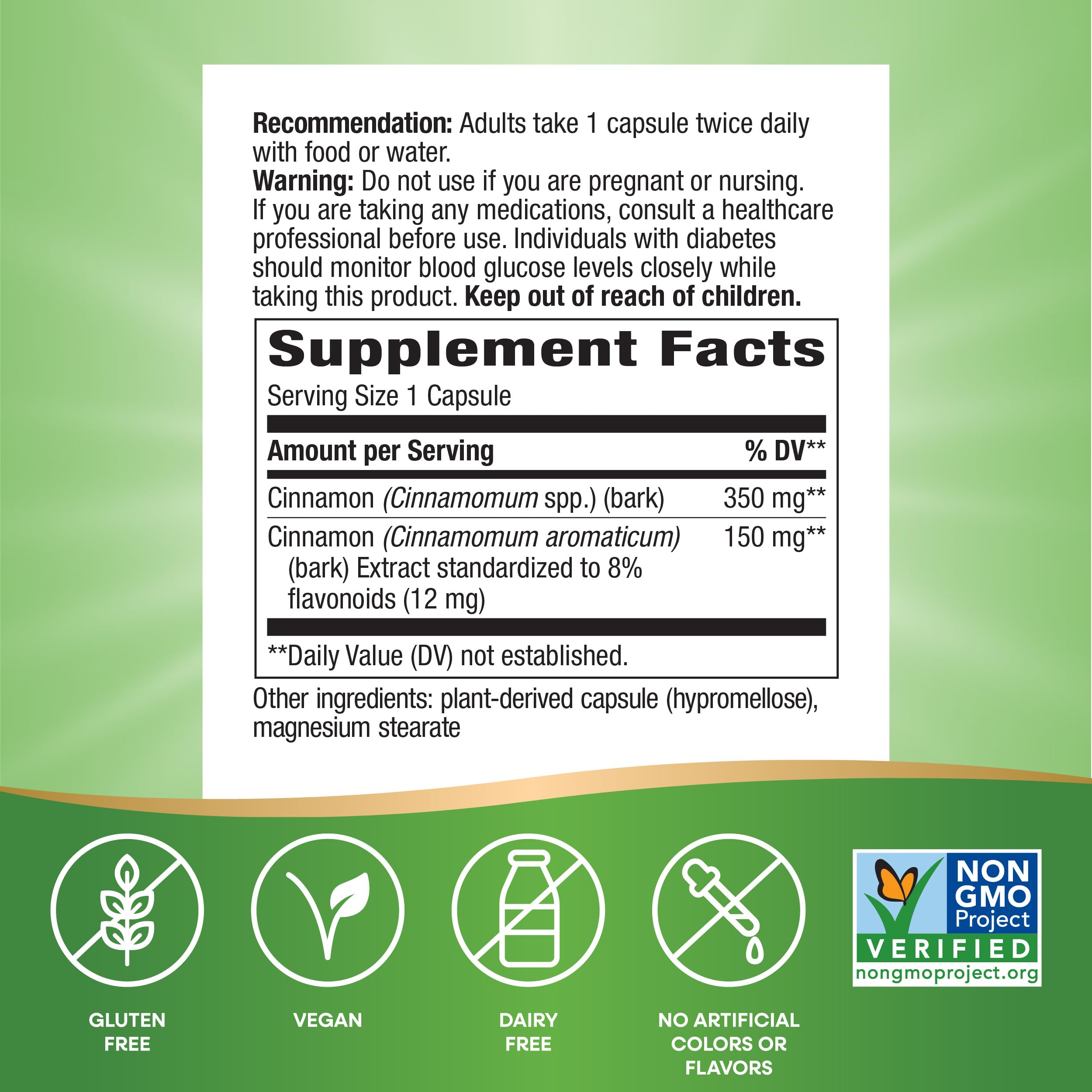 Foto 2 | Suplemento De Extracto De Canela De Nature's Way, 60 Vcaps X 2 - Venta Internacional.