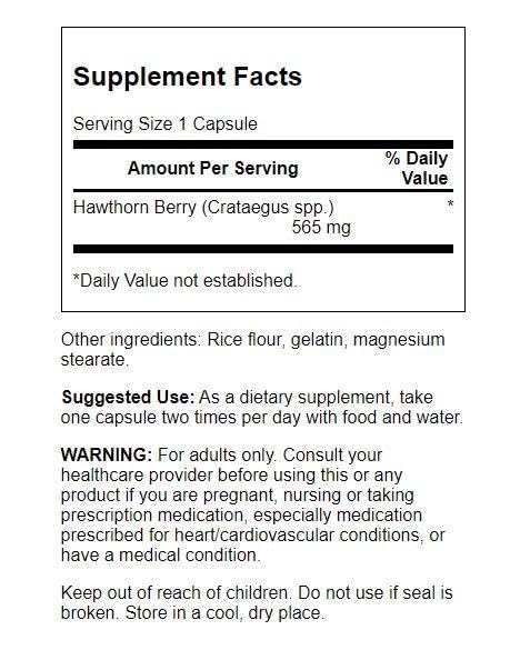 Foto 3 pulgar | Suplemento Swanson Hawthorn Berry 565 Mg 250 Cápsulas X 2 - Venta Internacional.