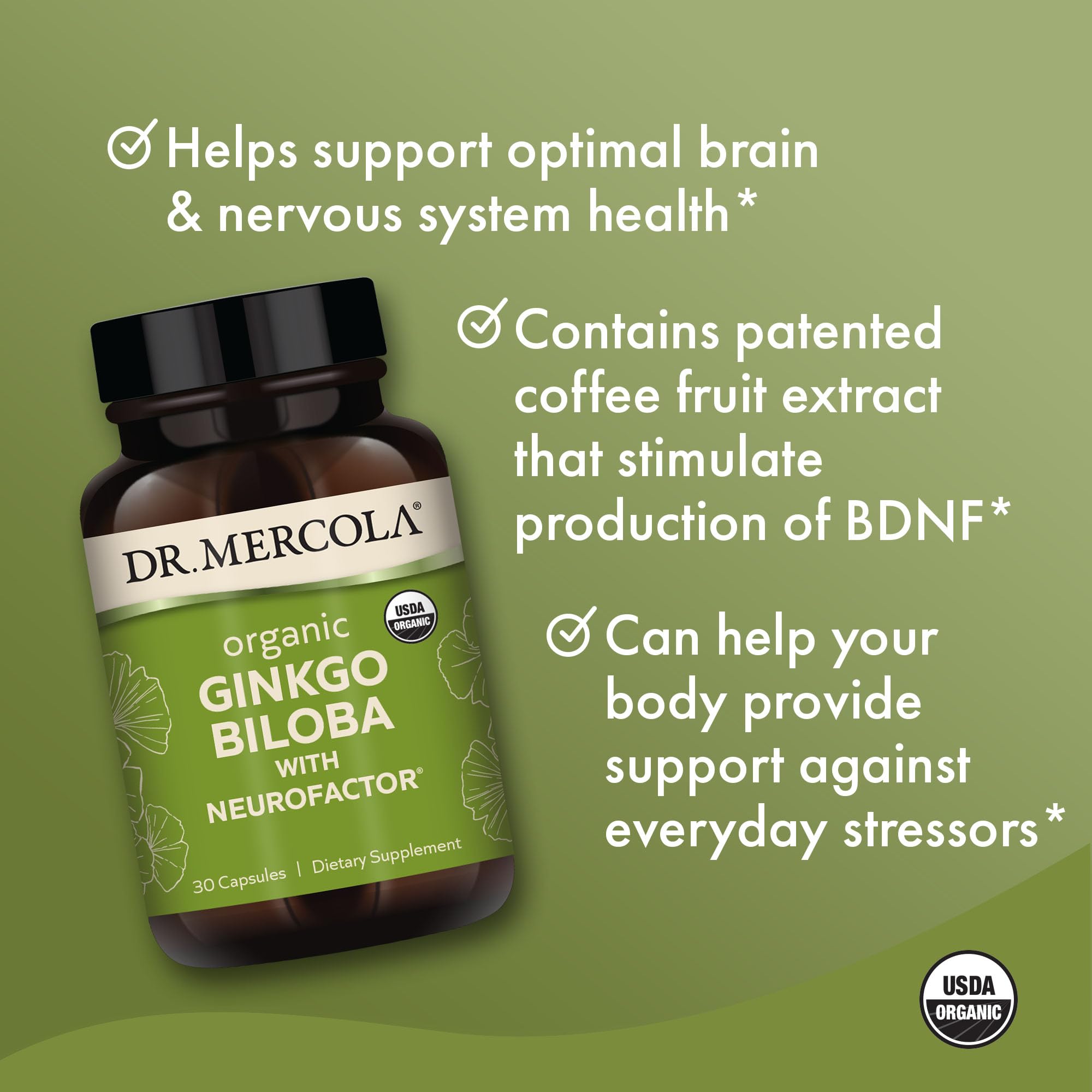 Foto 4 pulgar | Suplemento Dietético Dr. Mercola Organic Ginkgo Biloba 30 Cápsulas - Venta Internacional.