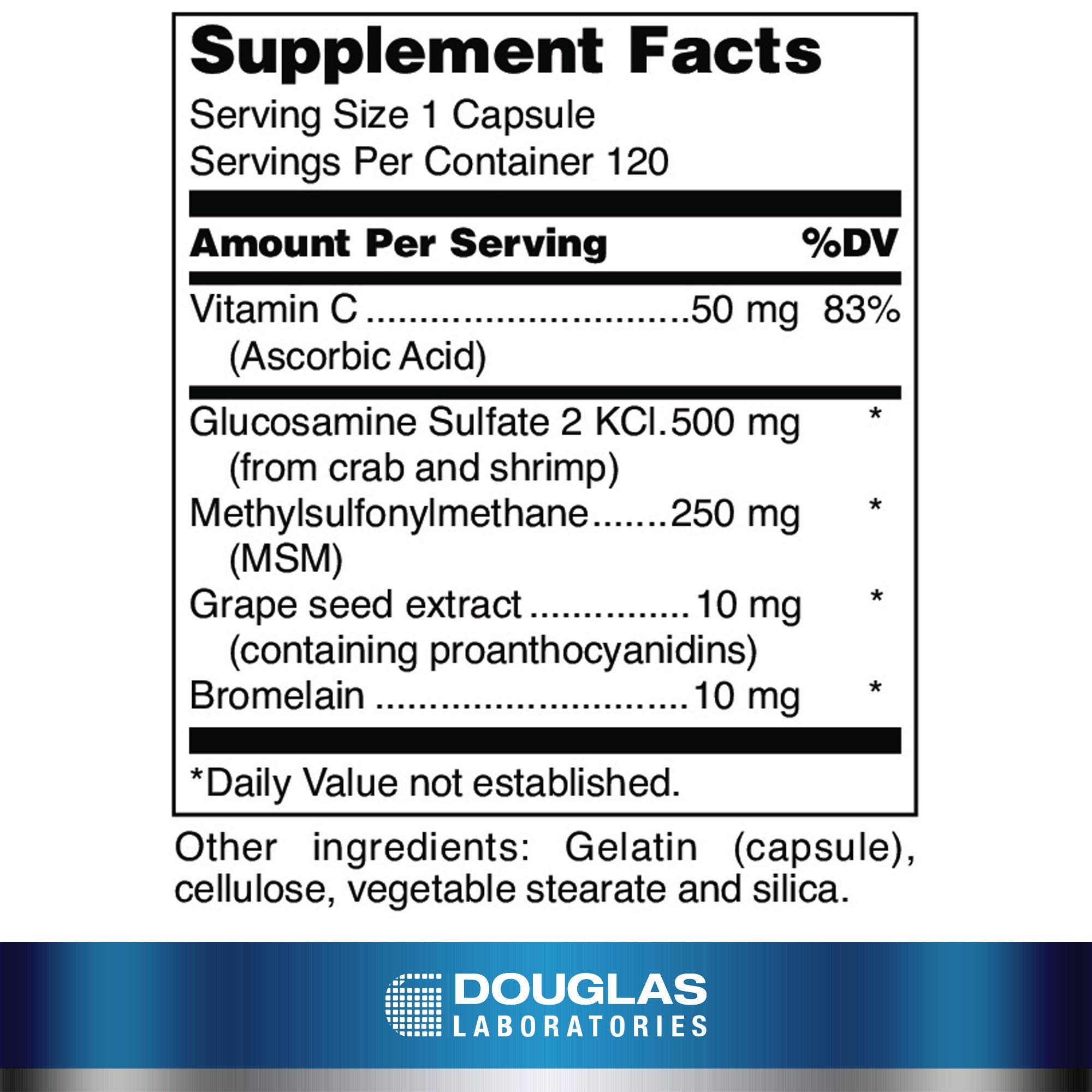 Foto 3 pulgar | Suplemento De Glucosamina Y Msm De Douglas Laboratories 120 Cápsulas - Venta Internacional.