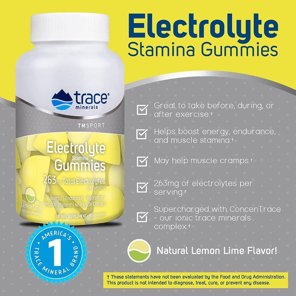 Foto 5 pulgar | Gomitas Electrolíticas Stamina, Oligoelementos, Limón Y Lima, 90 Unidades - Venta Internacional.