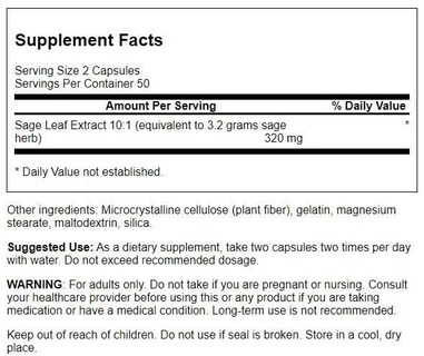 Foto 2 | Suplemento Herbal Extracto De Salvia De Swanson 160 Mg 100 Cápsulas - Venta Internacional.