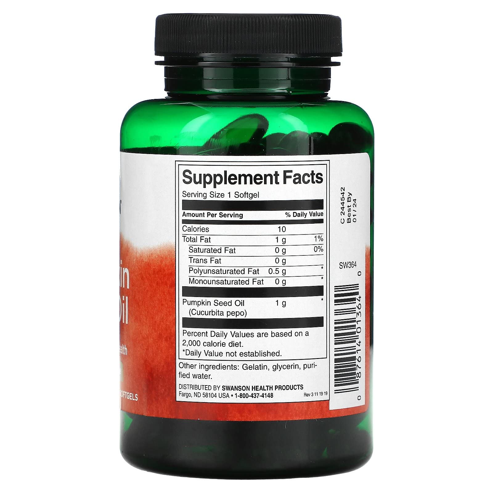Foto 3 pulgar | Suplemento De Aceite De Semillas De Calabaza Swanson, 1000 Mg, 100 Cápsulas - Venta Internacional.