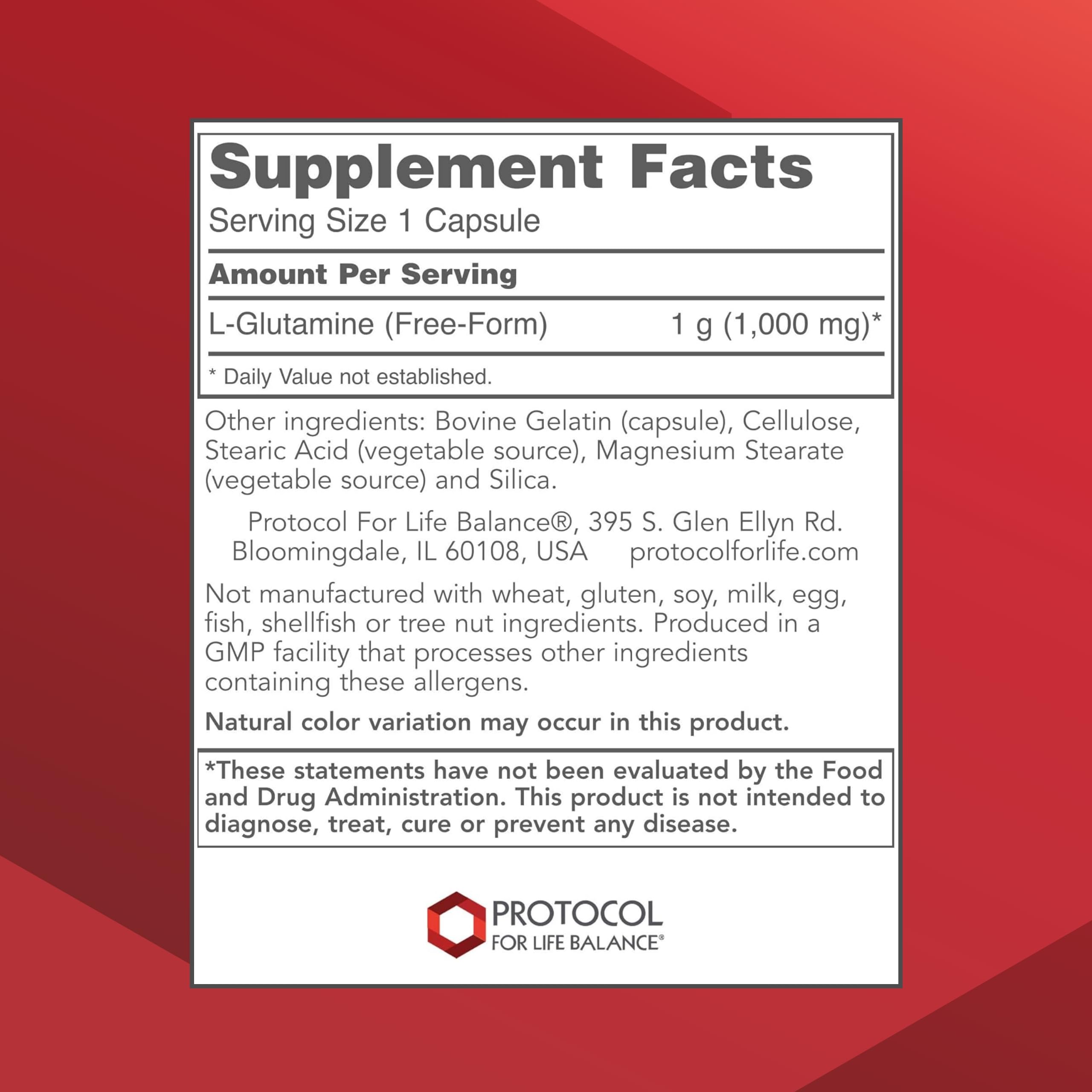 Foto 2 | Protocolo De Suplemento Para El Equilibrio De La Vida L-glutamina 1000 Mg - Venta Internacional.