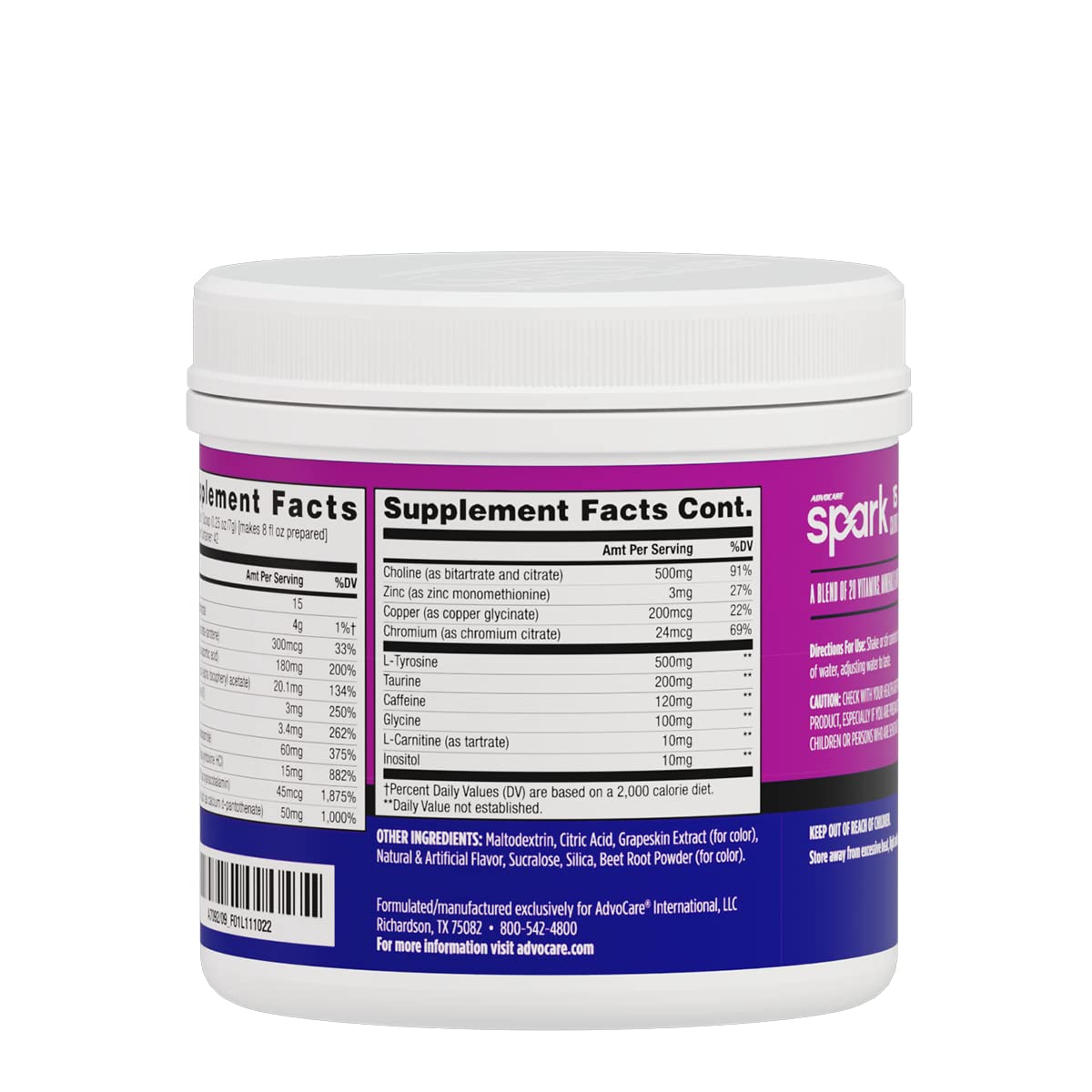 Foto 4 pulgar | Suplemento Advocare Spark Con Vitaminas Y Aminoácidos De Uva, 300 Ml - Venta Internacional.