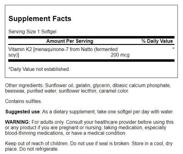 Foto 3 pulgar | Suplemento Vitamínico Swanson Maximum Strength Vitamin K2 - Venta Internacional.