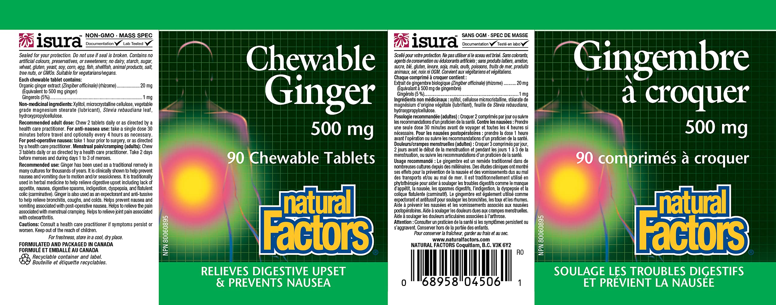 Foto 4 pulgar | Suplemento Natural Factors De Jengibre Masticable 500 Mg 90 Comprimidos - Venta Internacional.