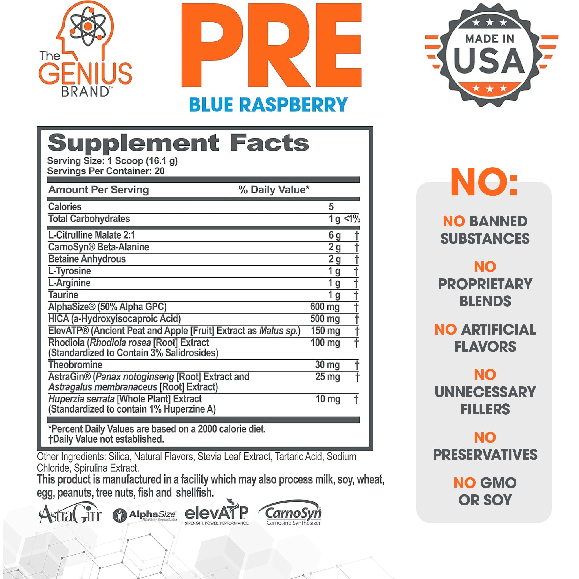 Foto 4 pulgar | Pre-workout Boosted Energy Genius Pre Sin Cafeína, 20 Porciones - Venta Internacional.