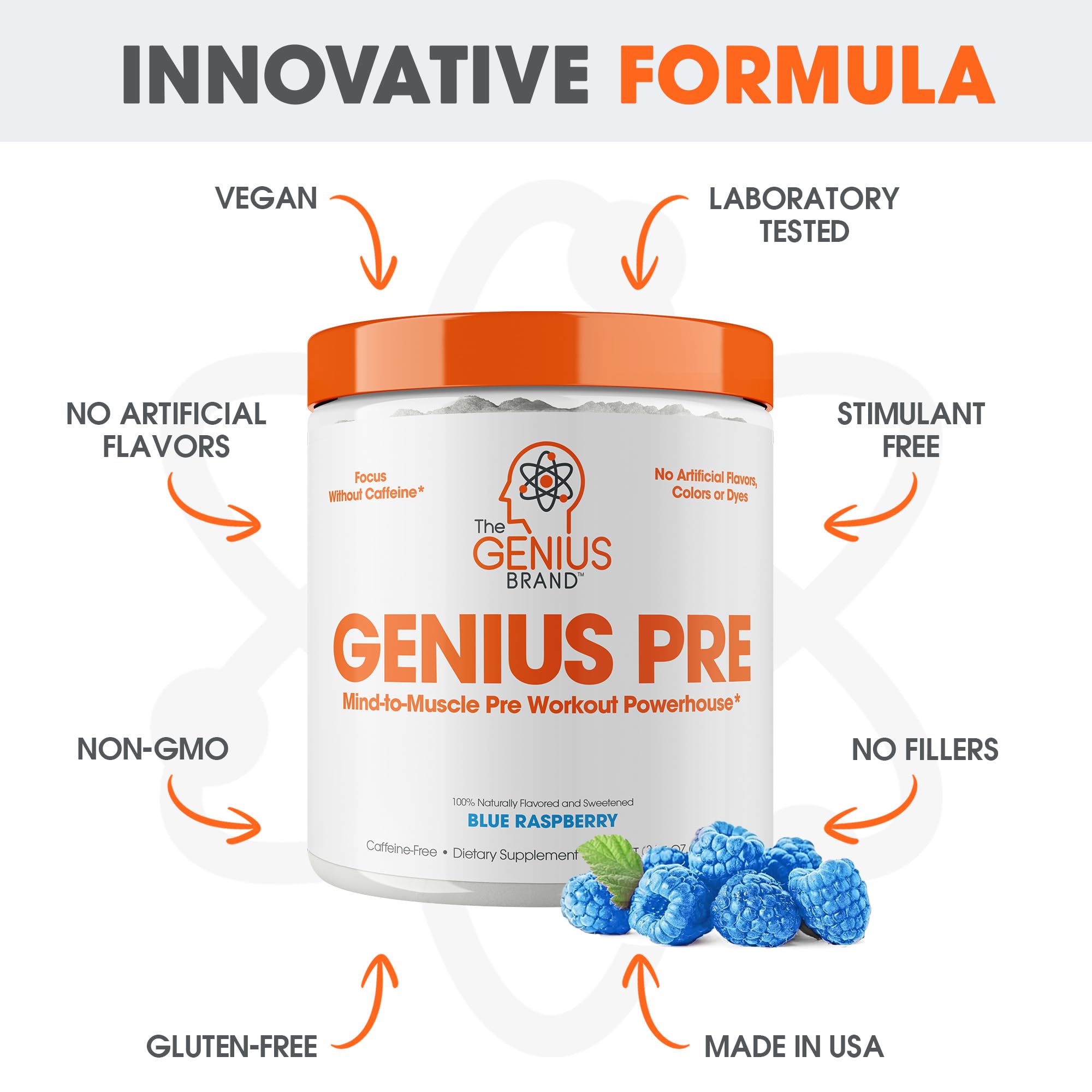 Foto 7 pulgar | Pre-workout Boosted Energy Genius Pre Sin Cafeína, 20 Porciones - Venta Internacional.