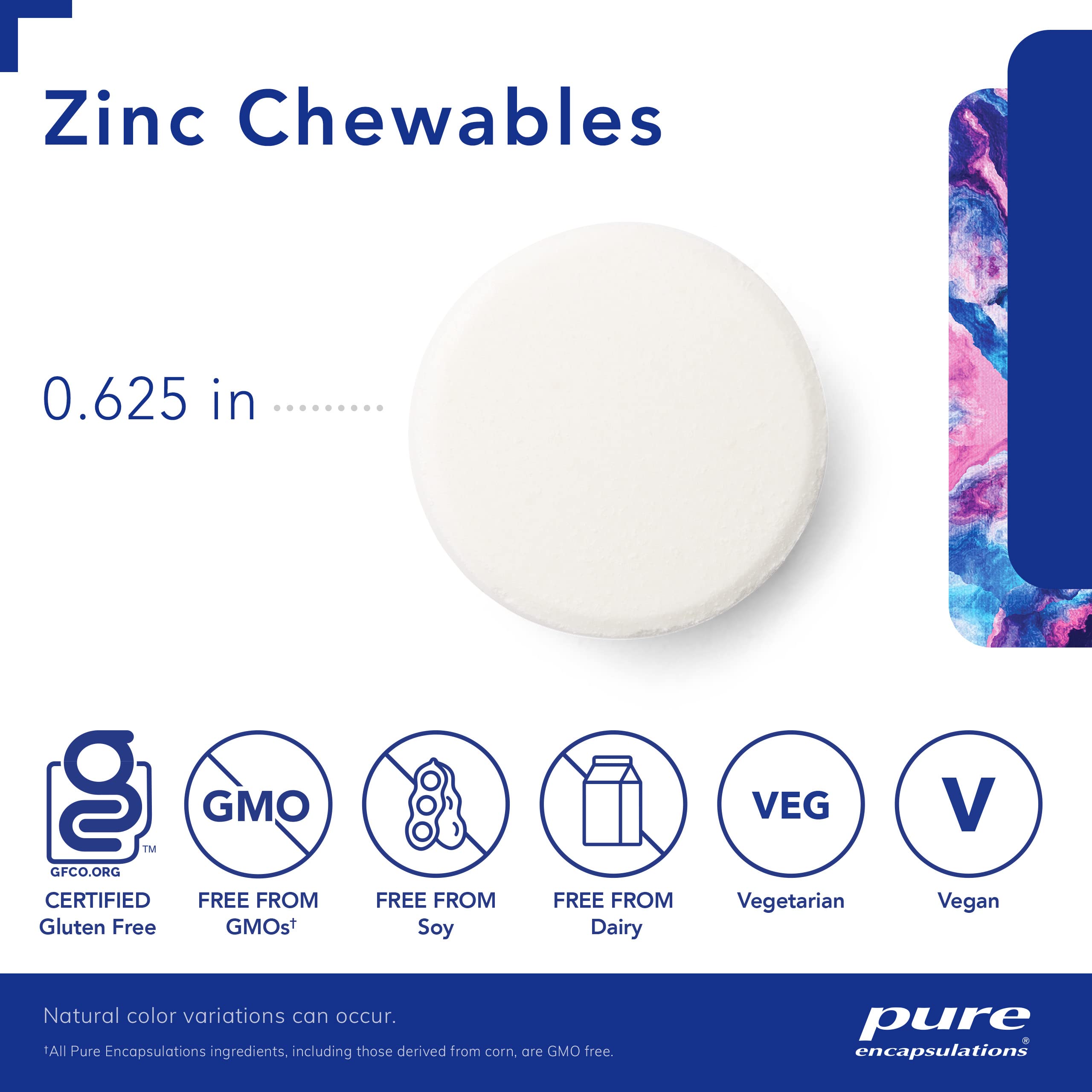 Foto 3 | Suplemento Pure Encapsulations Zinc Chewables 100 Comprimidos - Venta Internacional.