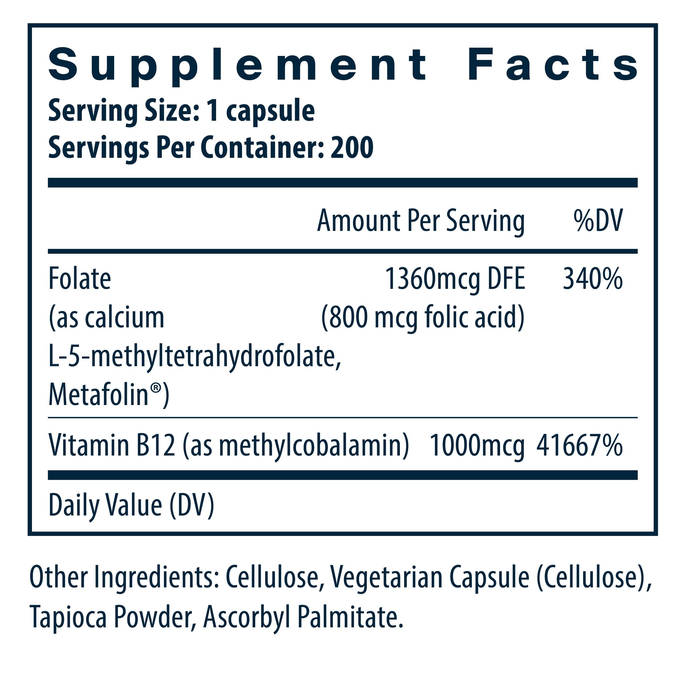 Foto 3 pulgar | Suplemento De Nutrientes Vitales Con Vitamina B12 Y Folato De Metilo 200 C - Venta Internacional.