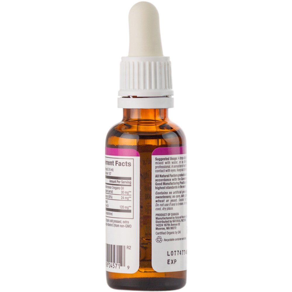 Foto 5 pulgar | Suplemento De Aceite De Orégano De Natural Factors, 30 Ml, Certificado Orgánico - Venta Internacional.