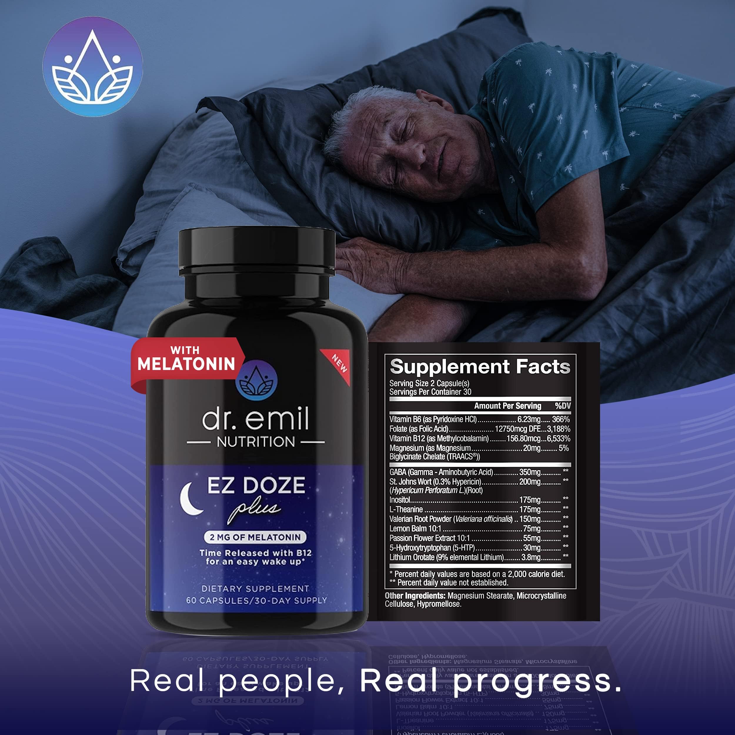 Foto 2 | Sleep Aid Dr. Emil Nutrition Ez Doze Sin Melatonina 60 Cápsulas - Venta Internacional.