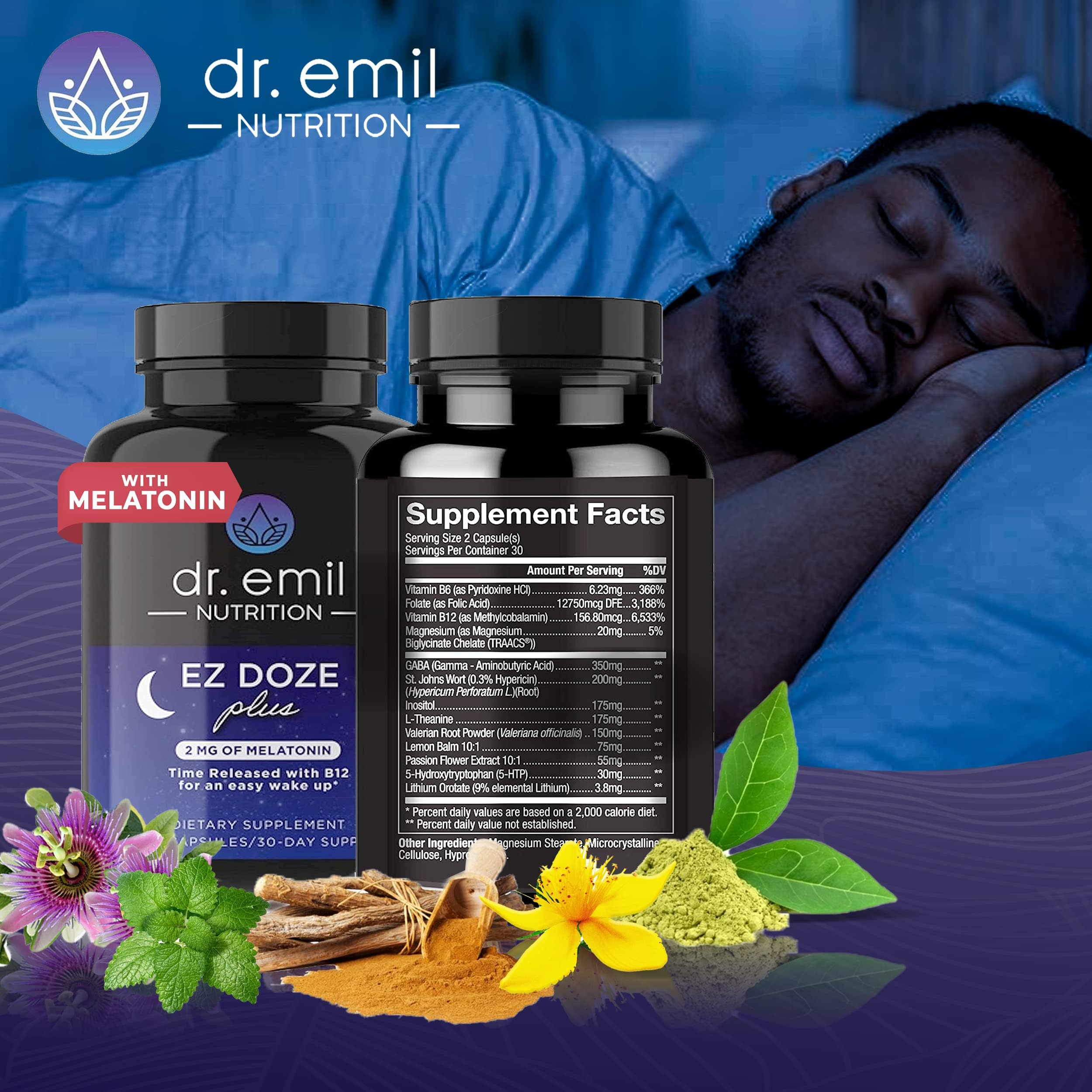 Foto 3 | Sleep Aid Dr. Emil Nutrition Ez Doze Sin Melatonina 60 Cápsulas - Venta Internacional.