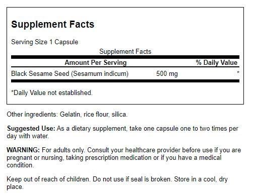 Foto 2 | Suplemento De Semillas De Sésamo Negro De Espectro Completo Swanson 500 Mg - Venta Internacional.
