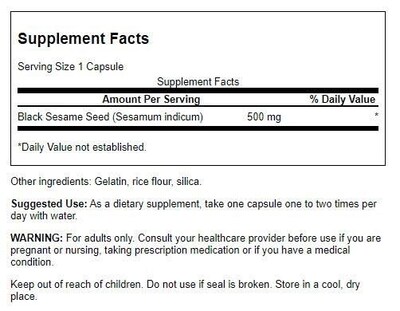 Foto 2 | Suplemento De Semillas De Sésamo Negro De Espectro Completo Swanson 500 Mg - Venta Internacional.