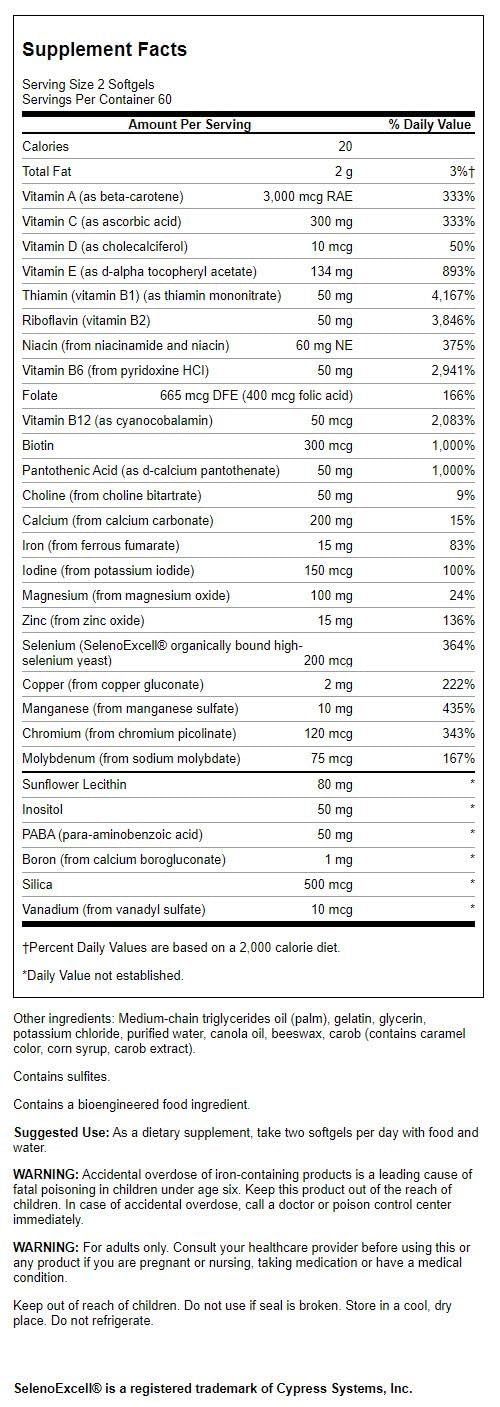 Foto 3 pulgar | Suplemento Swanson Multi High Potency 120 Cápsulas Blandas - Venta Internacional.