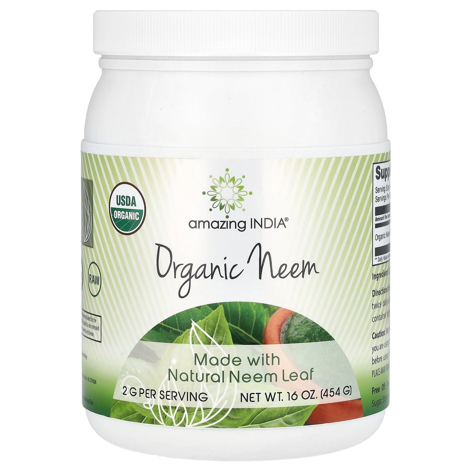 Foto 1 | Suplemento Amazing India, Polvo De Neem Orgánico, 473 Ml - Venta Internacional.