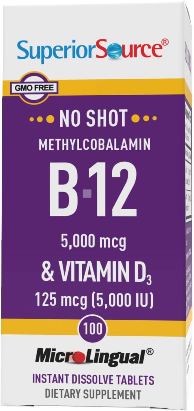Foto 2 pulgar | Suplemento Superior Source No Shot De Metilcobalamina B-12, 5000 Mcg Con D3, 5000 Ui - Venta Internacional.