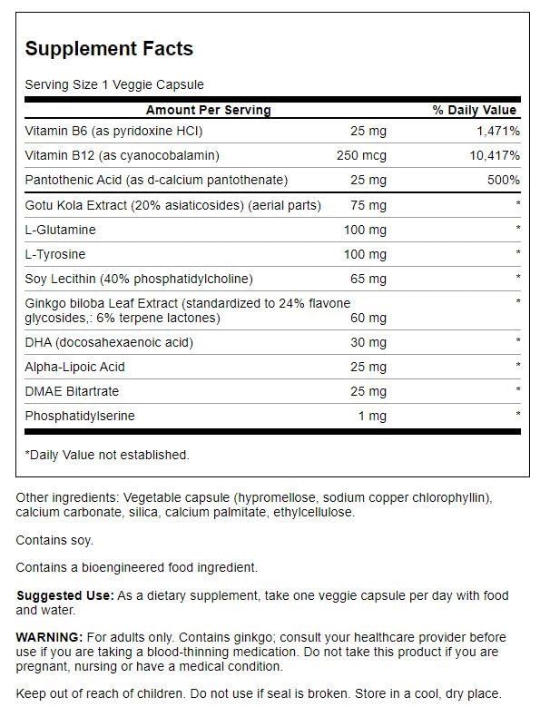 Foto 3 pulgar | Suplemento Swanson Brain Essentials 60 Cápsulas Vegetarianas - Venta Internacional.