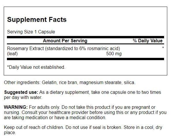 Foto 3 pulgar | Suplemento De Extracto De Romero De Swanson Superior Herbs 500 Mg - Venta Internacional.