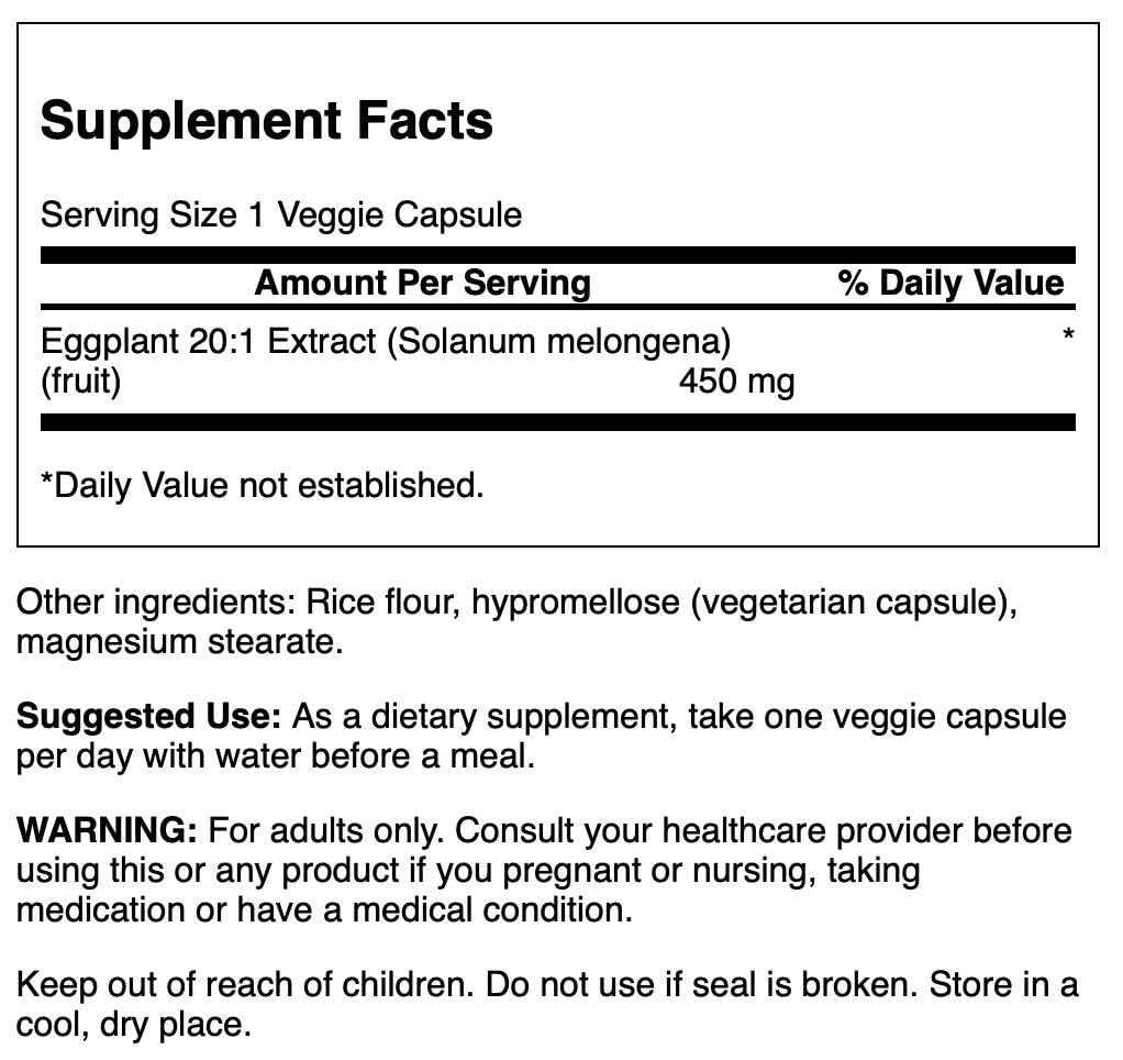 Foto 3 pulgar | Suplemento De Extracto De Berenjena Swanson 20:1 450 Mg 30 Cápsulas - Venta Internacional.