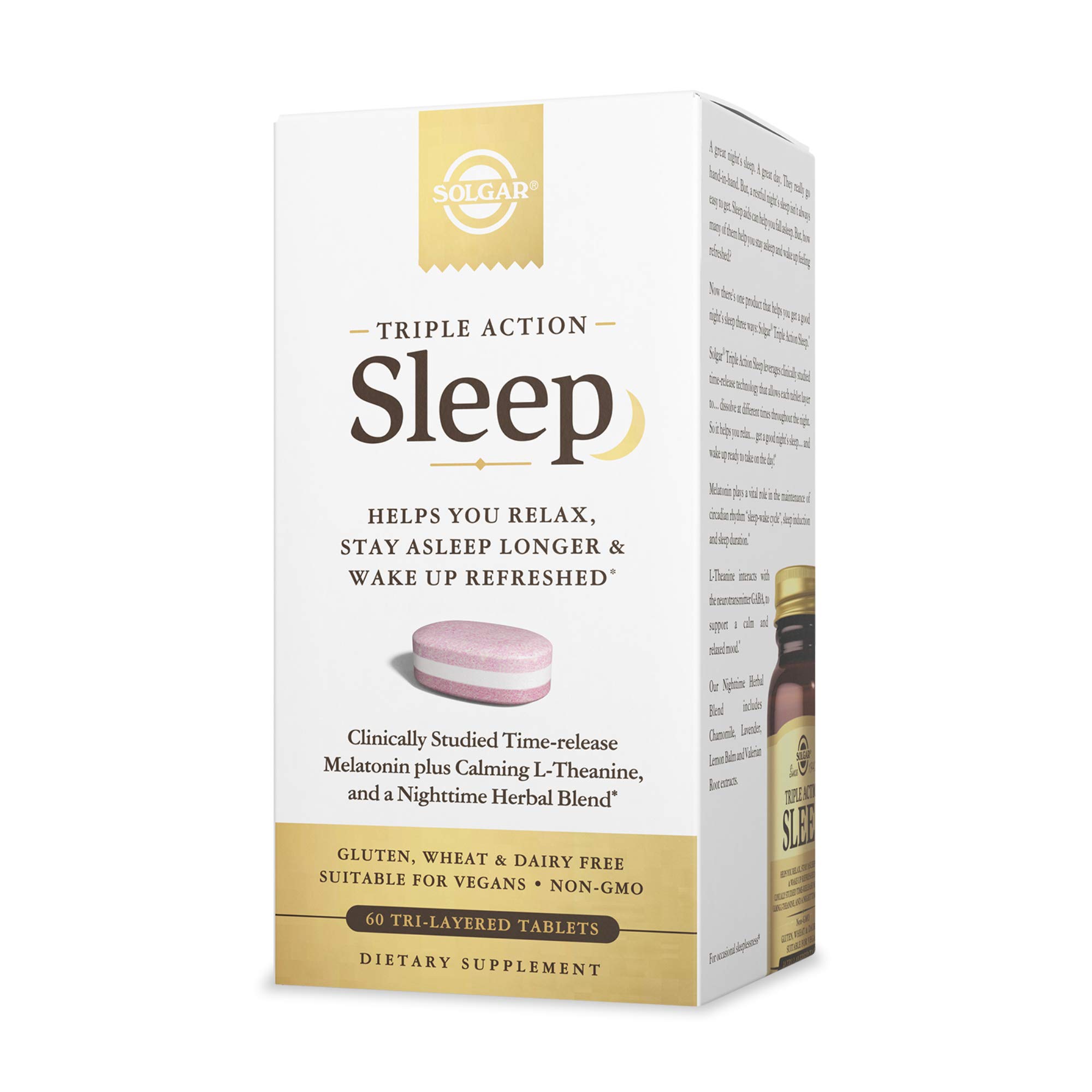 Foto 2 pulgar | Suplemento Solgar Triple Action Sleep 60 Comprimidos - Venta Internacional.