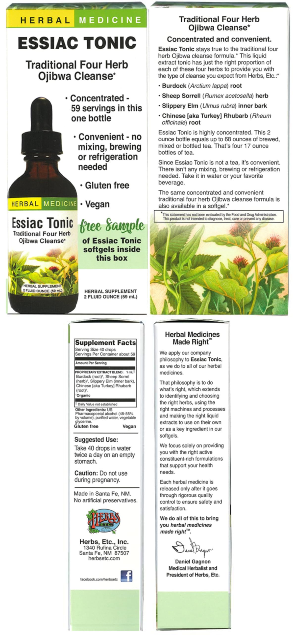 Foto 3 pulgar | Suplemento De Hierbas, Etc. Líquido Herbal Tónico Essiac, 60 Ml - Venta Internacional.