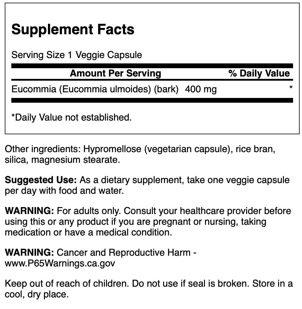 Foto 3 pulgar | Suplemento Swanson Full Spectrum Eucommia Bark 400 Mg 60 Cápsulas - Venta Internacional.