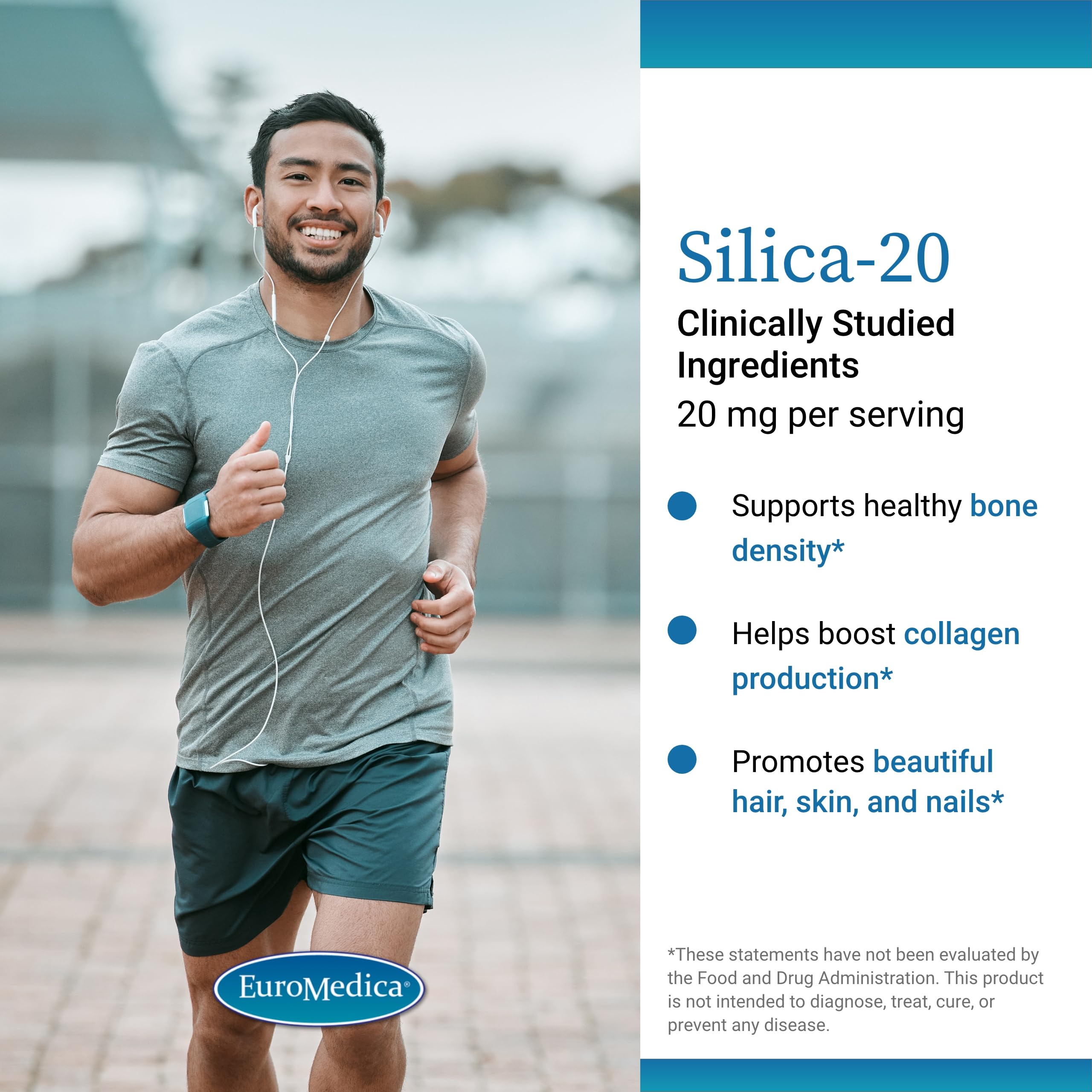 Foto 4 pulgar | Suplemento Euromedica Silica-20 60 Comprimidos Healthy Bone - Venta Internacional.
