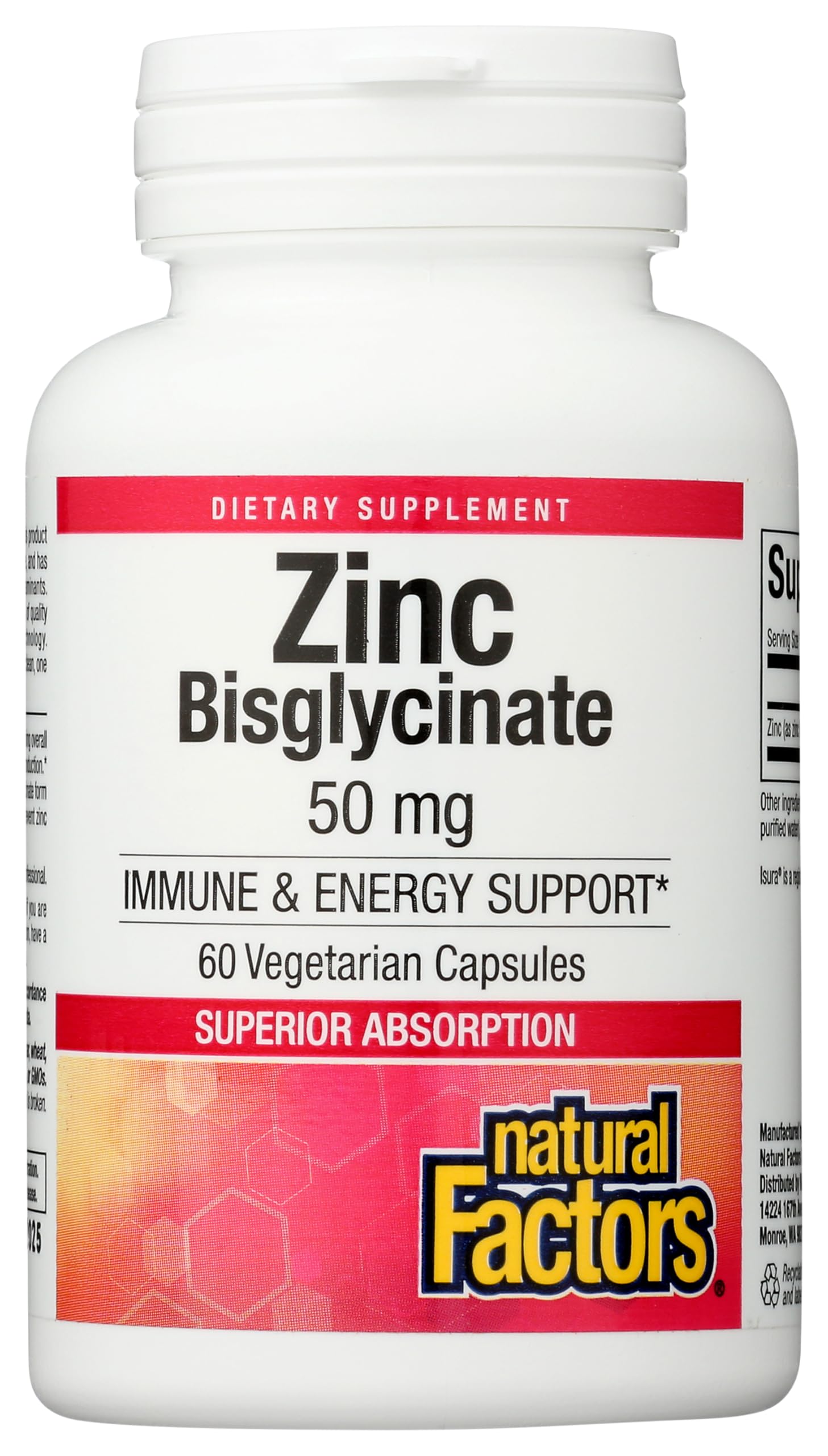Foto 2 pulgar | Suplemento de Bisglicinato de Zinc Natural Factors 50 mg 60 Cápsulas - Venta Internacional
