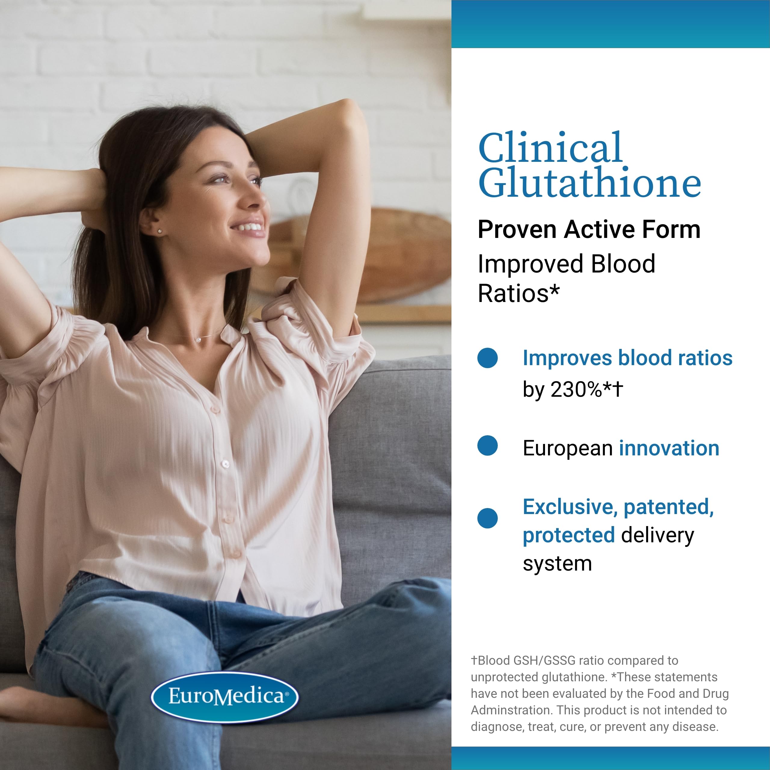 Foto 3 | Suplemento Euromedica Clinical Glutatión 60 Comprimidos - Venta Internacional