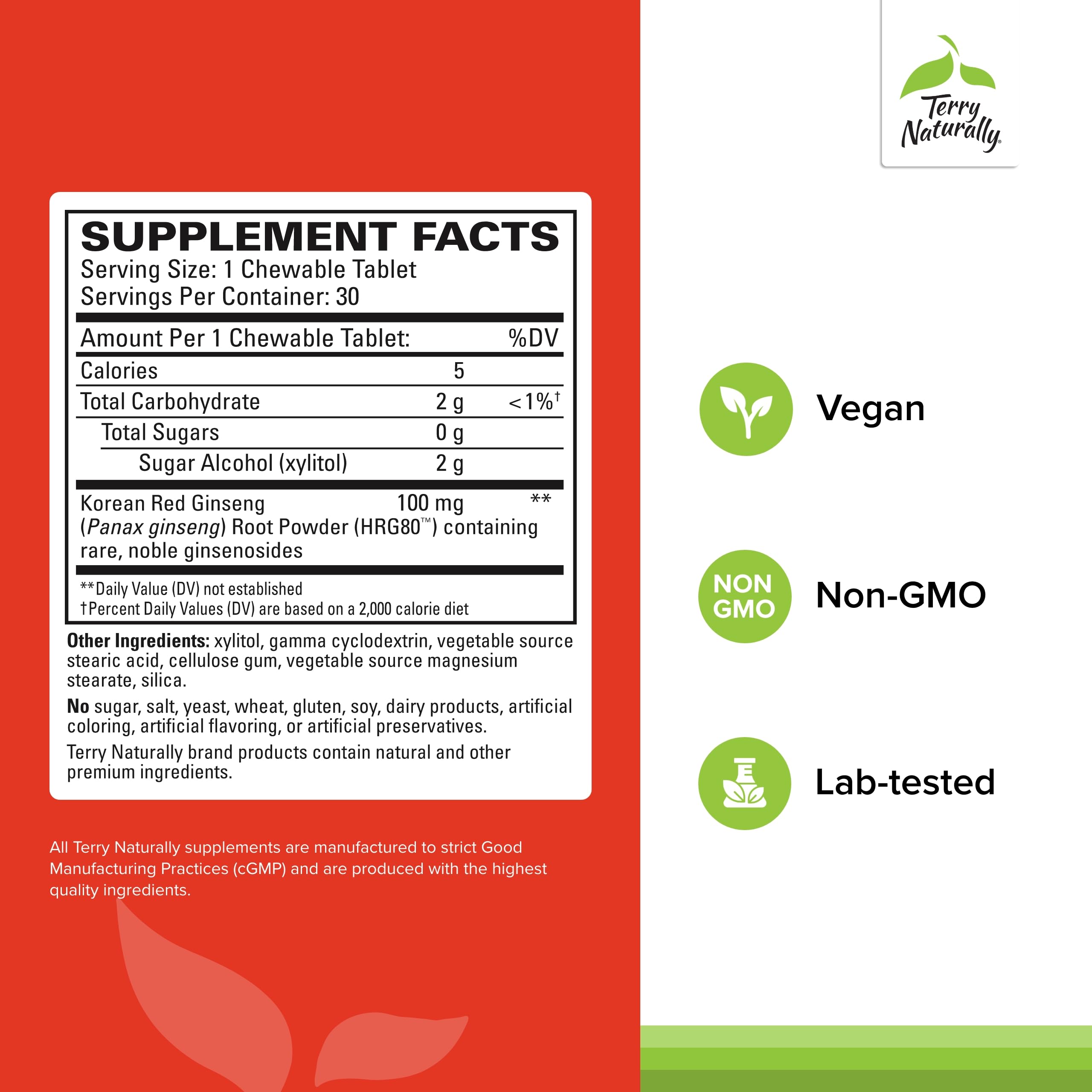 Foto 2 | Suplemento Terry Naturally Hrg80 Red Ginseng Energy 30 Table - Venta Internacional.