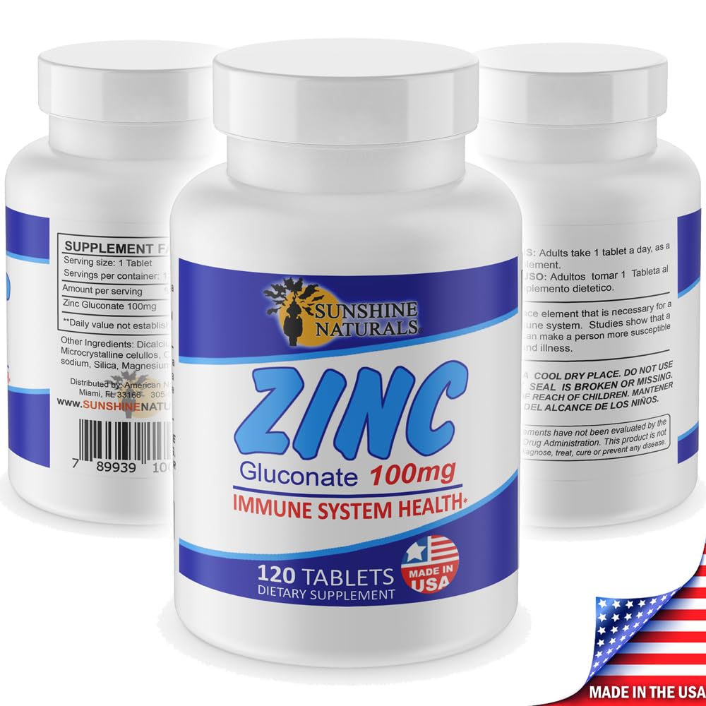 Foto 3 pulgar | Suplemento Dietético Sunshine Naturals Gluconato De Zinc 100 Mg - Venta Internacional.