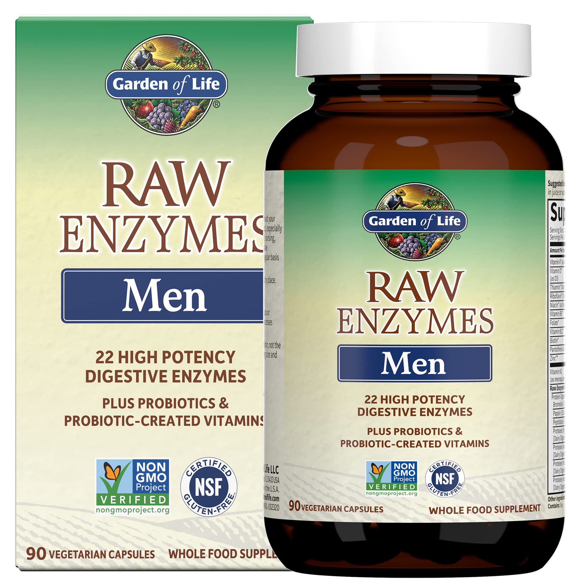 Foto 1 | Enzimas Digestivas Garden Of Life 22 Para Hombre 90 Cápsulas - Venta Internacional.