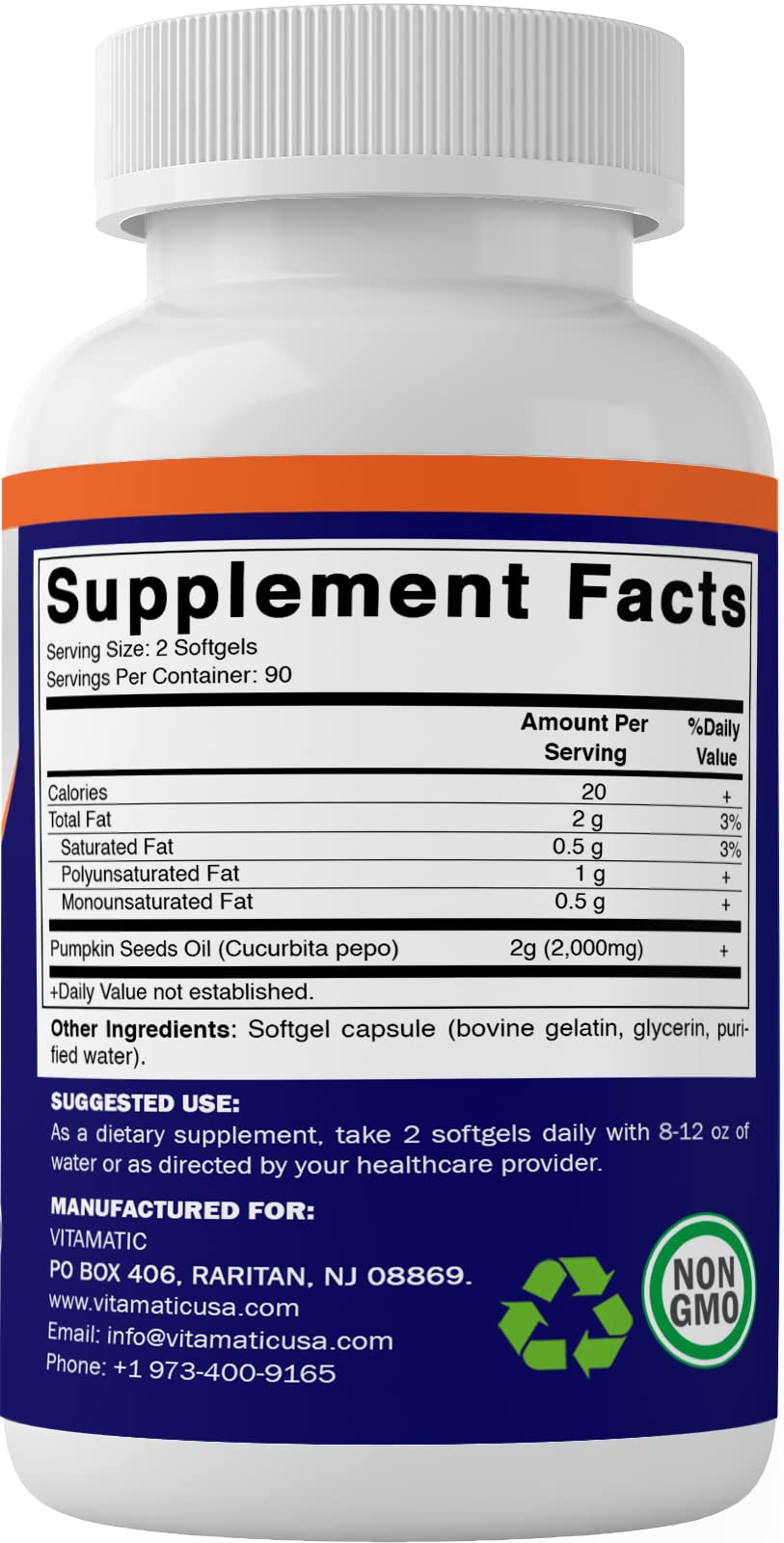 Foto 5 pulgar | Suplemento Vitamático de Aceite de Semilla de Calabaza 2000 Mg 2 Frascos  - Venta Internacional