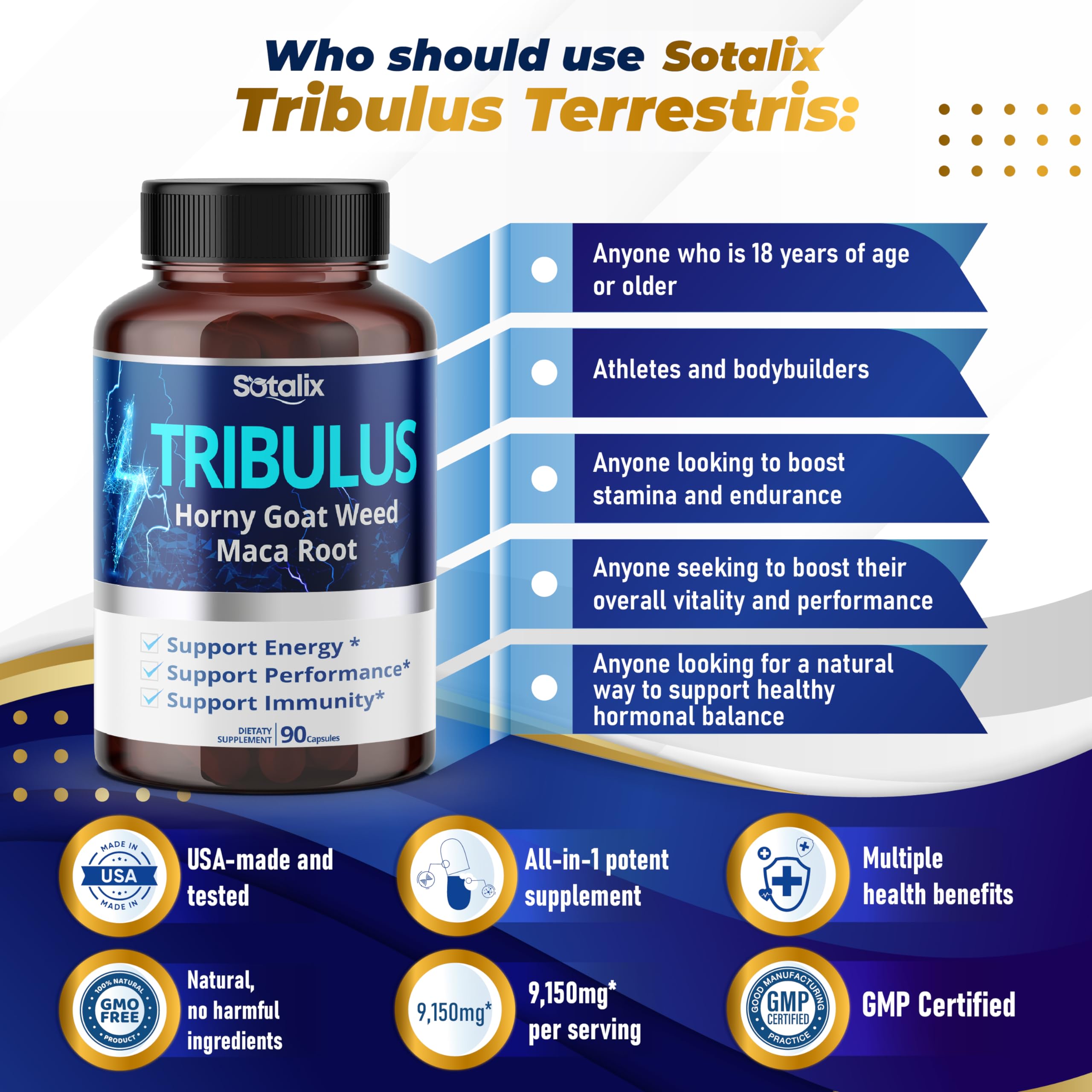 Foto 6 pulgar | Suplemento Sotalix Extracto De Tribulus Terrestris 9150 Mg 90 Cápsulas - Venta Internacional.