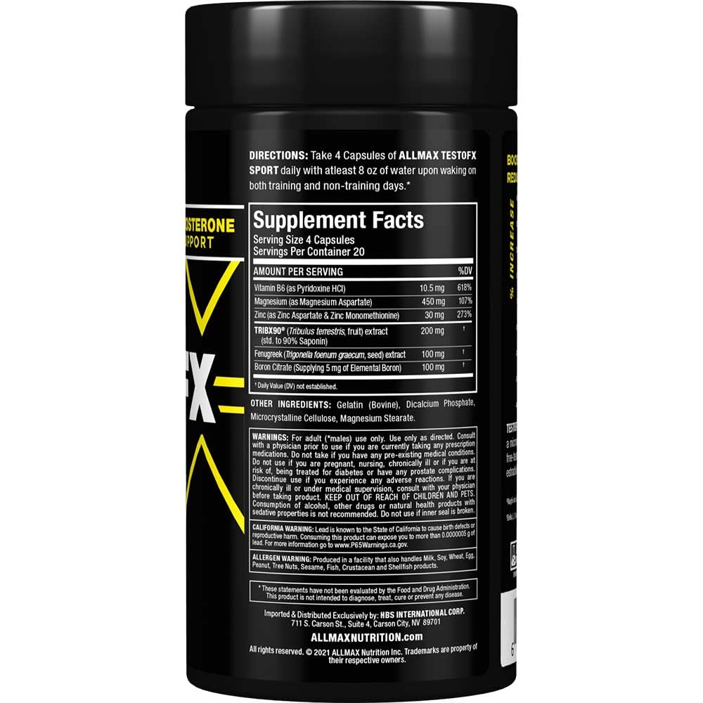 Foto 4 pulgar | Suplemento Allmax Testofx Sport Testosterone 80 Cápsulas - Venta Internacional.
